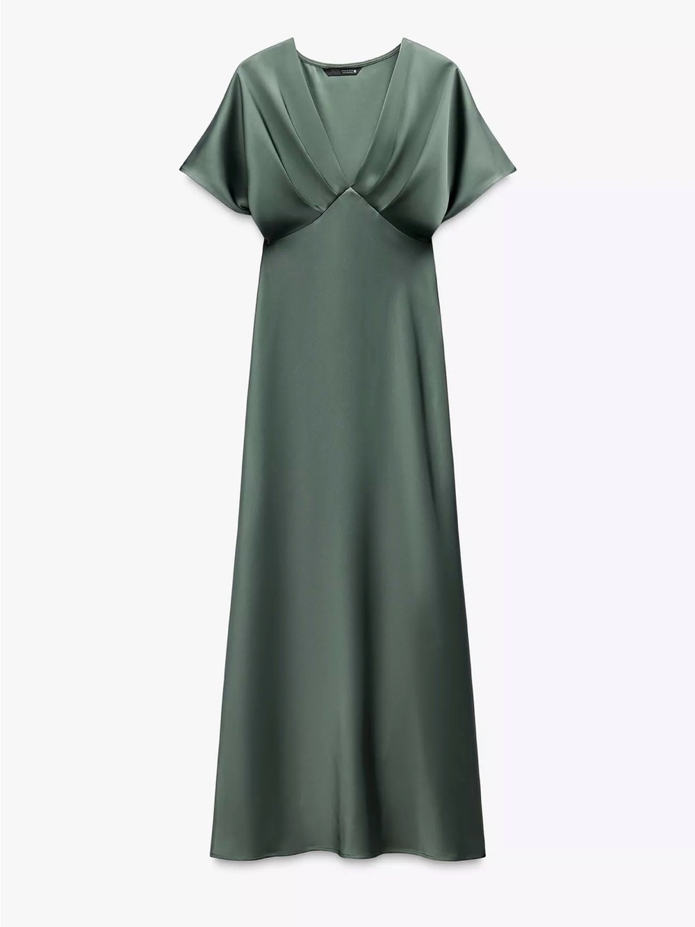 NWT Zara Satin Maxi Dress in Moss Green